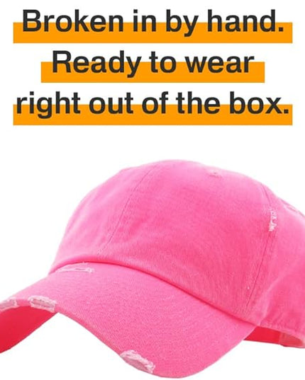 KBETHOS Vintage Washed Distressed Cotton Dad Hat Baseball Cap Adjustable Polo Trucker Unisex Style Headwear