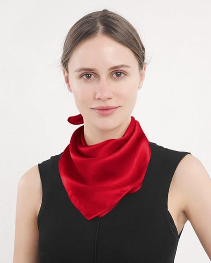 ANDANTINO 100% Real Mulberry Silk Scarf -21'' x 21''- Lightweight Neckerchief –Women Men Small Square Digital Printed Scarves