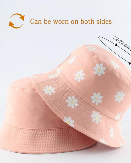 Malaxlx Unisex Bucket Hat Beach Sun Hat Aesthetic Fishing Hat for Men Women Teens, Reversible Double-Side-Wear