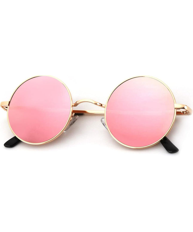 KALIYADI Round Polarized Sunglasses for Men Women Retro Metal Hippie Circle Style Sun Glasses UV Protection