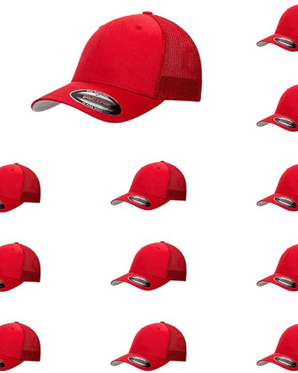 Flexfit 6511 Fitted Mid-Profile Stretchable Mesh Panels Trucker Cap | Bulk Pack Available