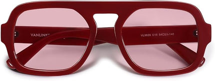 VANLINKER Oversized Retro Square Aviator Sunglasses for Women Men 70s Vintage Style Trendy Big Flat Top Sun Glasses VL9826