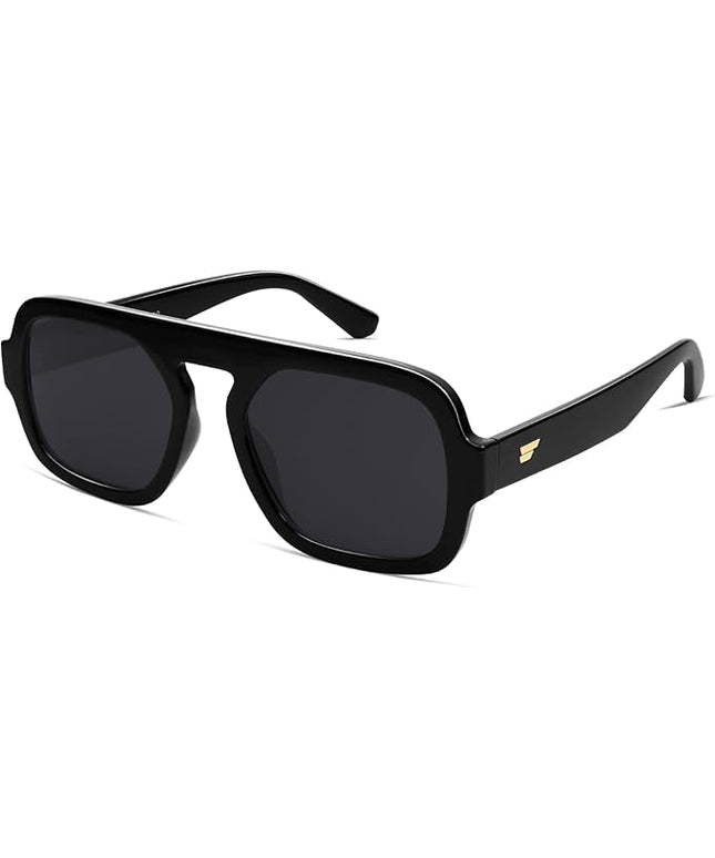 VANLINKER Oversized Retro Square Aviator Sunglasses for Women Men 70s Vintage Style Trendy Big Flat Top Sun Glasses VL9826