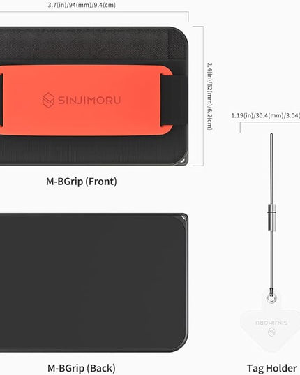Sinjimoru for 3 in 1 MagSafe Wallet 2600g Magnetic Strength Phone Grip with Stretchy Fabric Secure Flap Anti-Drop Tag Holder for iPhone 16 15 14 13 12 M-BGRIP Clementine
