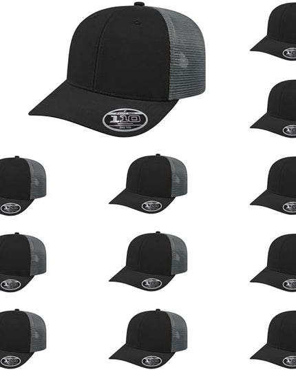 Cap America i8502 Flexfit 110 Premium Mid Profile 6-Panel Mesh Back Trucker Cap Hat w/UV Guard & Adjustable Snapback