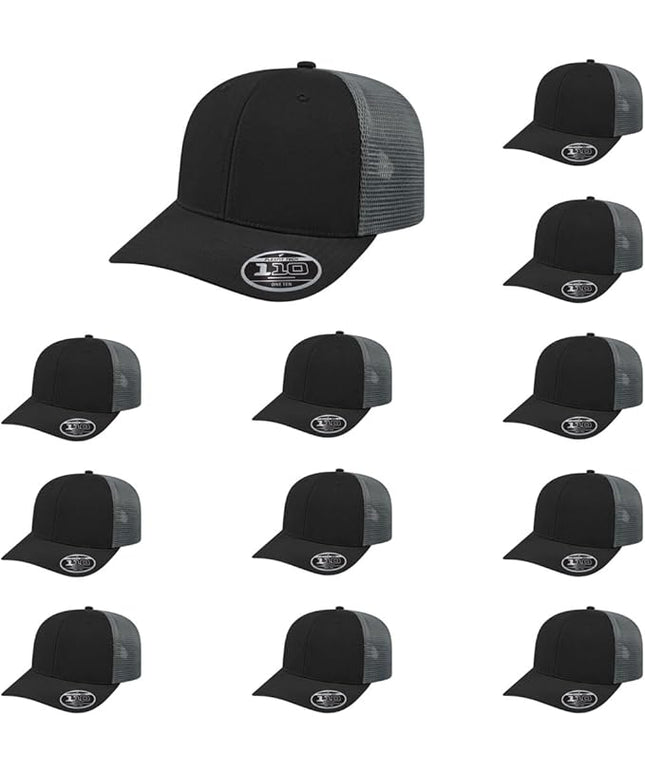 Cap America i8502 Flexfit 110 Premium Mid Profile 6-Panel Mesh Back Trucker Cap Hat w/UV Guard & Adjustable Snapback