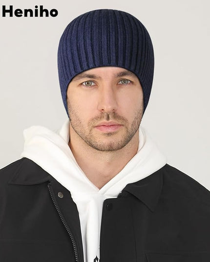 Heniho Winter Wool Beanies for Men Women, Warm Plain Toboggan Hats Ski Running Knit Skull Cap
