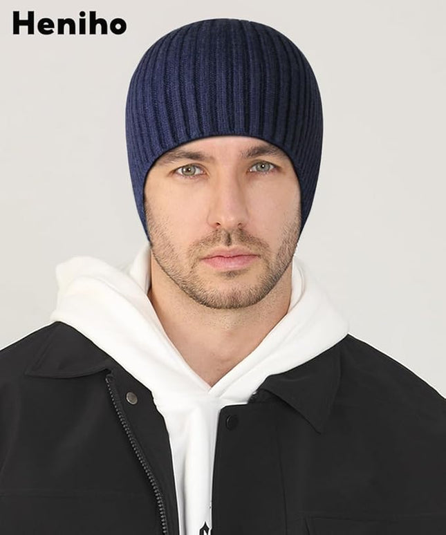 Heniho Winter Wool Beanies for Men Women, Warm Plain Toboggan Hats Ski Running Knit Skull Cap