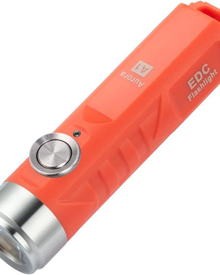 RovyVon A1 USB C Rechargeable Keychain Flashlight 650 Lumens Super Bright Outdoor Mini Keychain EDC Flashlights for Everyday Carry, Camping, Thanksgiving(Orange)