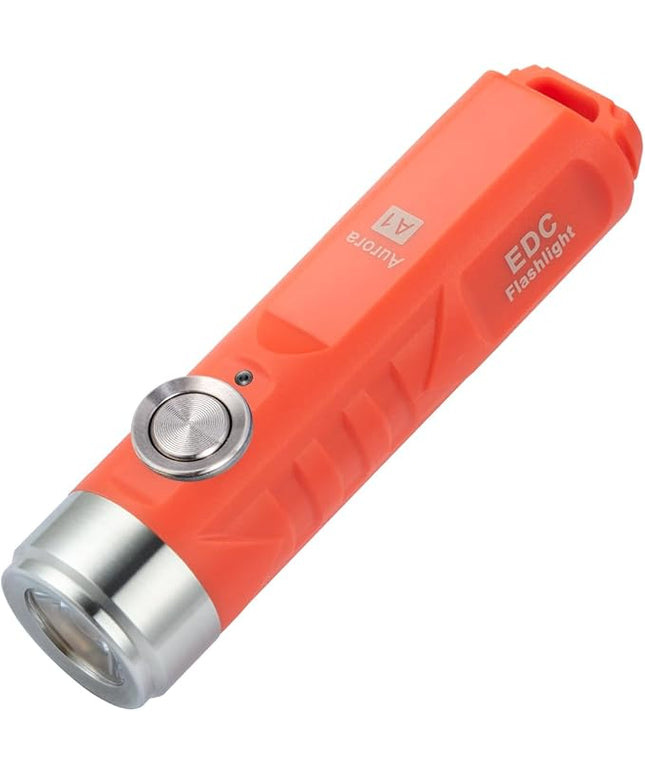 RovyVon A1 USB C Rechargeable Keychain Flashlight 650 Lumens Super Bright Outdoor Mini Keychain EDC Flashlights for Everyday Carry, Camping, Thanksgiving(Orange)