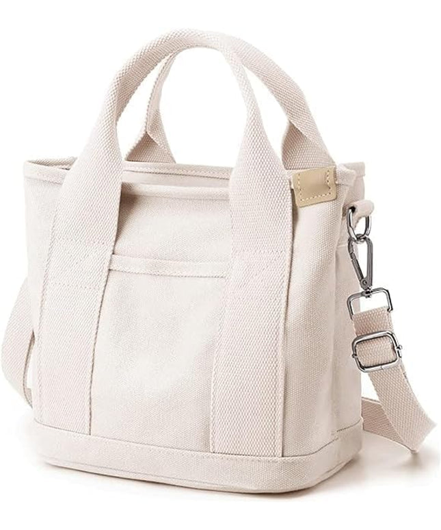 Small Tote Bag with Zipper, 2024 Canvas Multi-Pocket Crossbody Bag Shoulder Bag Satchel Hobo Bag Messenger Bag