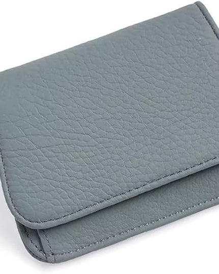 Mudono Small Wallet for Women RFID Blocking Genuine Leather Card Case Slim Tri-Fold Wallet with Zipper Pocket and Keychain