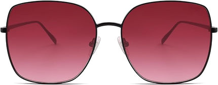 SOJOS Trendy Oversized Square Metal Frame Sunglasses for Women Men Retro Big Flat Lens UV Protection Sunglasses SJ1146