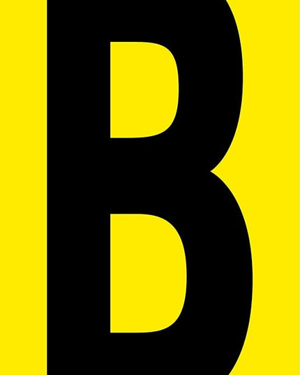 Mighty Line B Letter Alphabet Die Cut Location Markers, Large Decal Stickers for Pallet and Machinery Marking, Heavy-Duty, Peel and Stick Adhesive, Industrial Quality, 6"x10", Pack of 10, Yellow