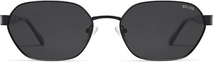 SOJOS Trendy Polarized Hexagon Sunglasses for Women Men, UV400 Retro Rectangle Shades SJ1238