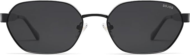 SOJOS Trendy Polarized Hexagon Sunglasses for Women Men, UV400 Retro Rectangle Shades SJ1238