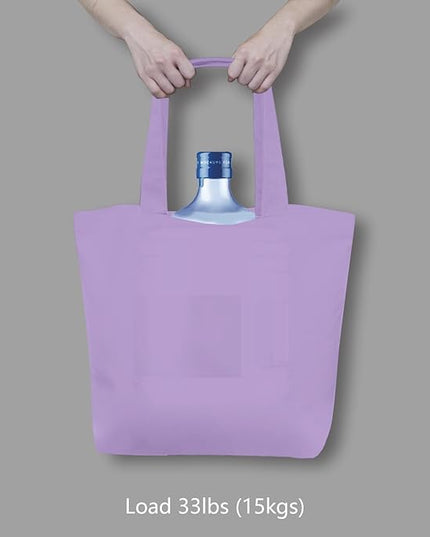 TOPDesign 3-Pack Super Strong Large 12oz Cotton Canvas Tote Bags, Reusable Grocery Shopping Cloth Bags, Fashionable Two-Tone Totes for Crafts, DIY Your Creative Designs