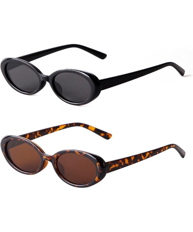 90s Sunglasses for Women Men Retro Small Oval Sunglasses