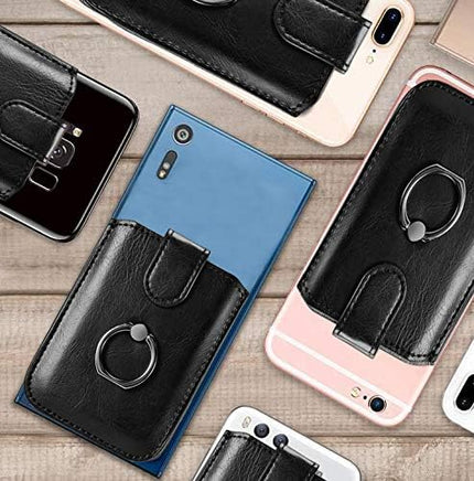 BIAJIYA Phone Card Holder RFID Leather Wallet Credit Adhesive Cell Case Stick-on Card Holder for Women and Men Back of Phone for Most of Smartphones