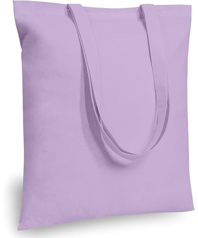 TOPDesign 12-Pack Economical 16"x15" Lavender Cotton Tote Bags, Lightweight Medium Reusable Grocery Shopping Cloth Bags, Suitable for DIY, Advertising, Promotion, Gift, Activity