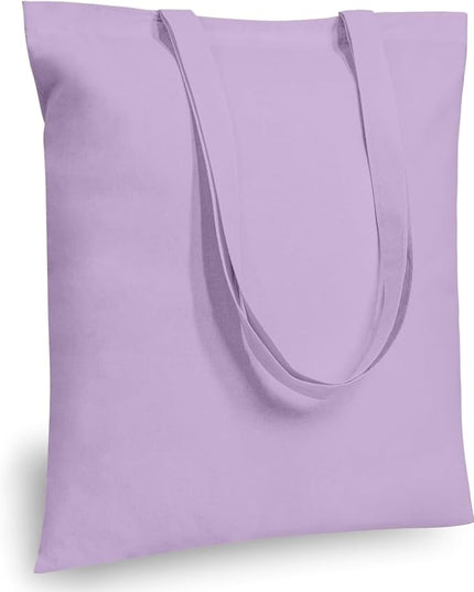 TOPDesign 6-Pack Economical 16"x15" Lavender Cotton Tote Bags, Lightweight Medium Reusable Grocery Shopping Cloth Bags, Suitable for DIY, Advertising, Promotion, Gift, Activity