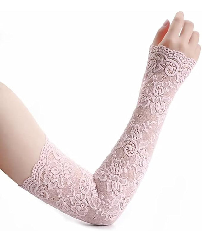 Women's Short Lace Gloves Fingerless for Driving Wedding Wrist Length Bridal Prom Gloves