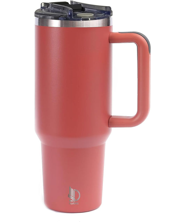 40oz Insulated Tumbler with Handle, Leakproof Straw Lid & Carry Handle - Double Wall Vacuum Insulation Keeps Ice 24 Hours, BPA Free Stainless Steel Water Bottle(Copper Red)