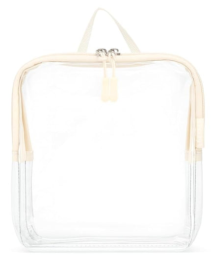 BORSALI TSA Approved Toiletry Bag - Clear Quart Size for 3-1-1 LIquids for Carry On Travel - Toiletries Organizer - Cosmetic Pouch with Zipper - Travel Accessories - Cream with Handle