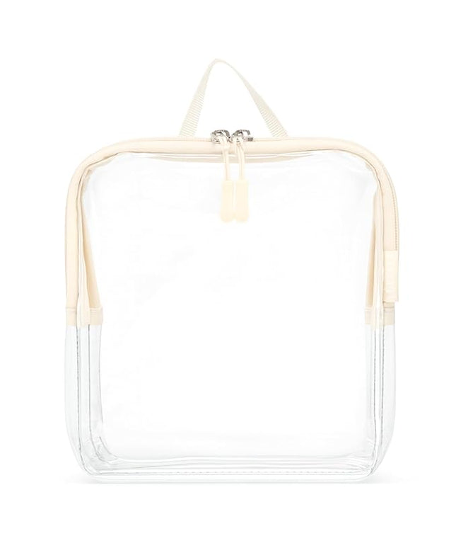 BORSALI TSA Approved Toiletry Bag - Clear Quart Size for 3-1-1 LIquids for Carry On Travel - Toiletries Organizer - Cosmetic Pouch with Zipper - Travel Accessories - Cream with Handle