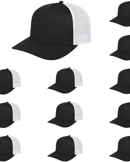 Cap America i3039 Classic 5 Panel Mid Profile Structured Trucker Mesh Back Cap w/ & Adjustable Snapback