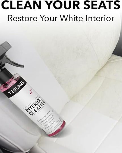 Tesla Seat Cleaner & Stain Remover - Interior Cleaner for Black & White Vegan Leather, Interior Cleaning Products for Seats, Dash, Console | Tesla Accessories for Model Y, Model 3, S, X, Cybertruck