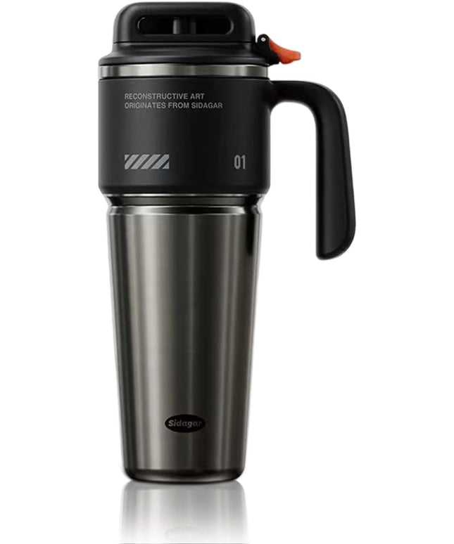 32 oz Tumbler with Handle and Straw, Vacuum Insulated Stainless Steel Travel Mug with Push-button Lid, Double Wall Coffee Cup, Fits in Cup Holder - Obsidian Black