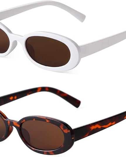 90s Sunglasses for Women Men Retro Small Oval Sunglasses