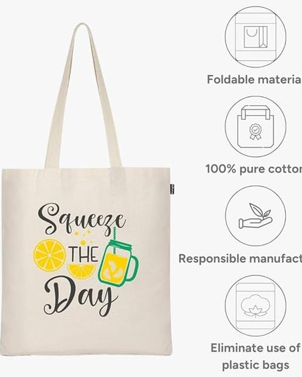 Eco Right Tote Bag for Women, Reusable Grocery Bag, Canvas Tote Bag for Shopping, Cotton Bag for Daily Use, Gifts for Women