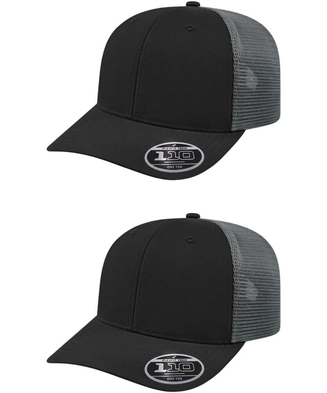 Cap America i8502 Flexfit 110 Premium Mid Profile 6-Panel Mesh Back Trucker Cap Hat w/UV Guard & Adjustable Snapback