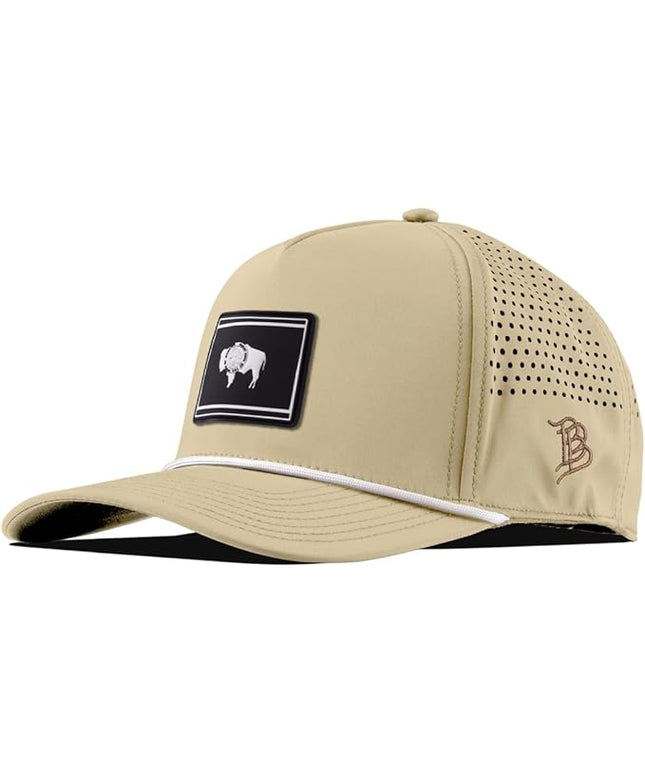 Branded Bills Wyoming Vintage PVC Curved 5 Panel Rope, Snapback Closure, Lightweight, Comfortable Baseball Cap