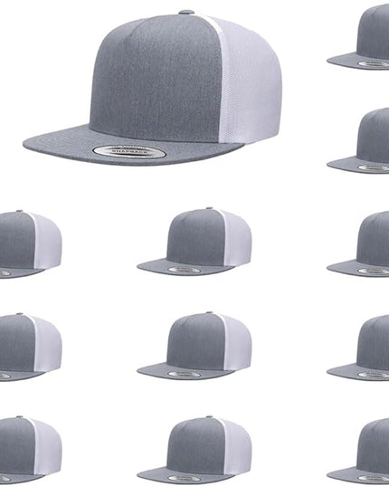 Yupoong 5-Panel YP Classic Trucker Cap | High Profile Flat Visor Snapback | OSFM | Bulk Packs Available