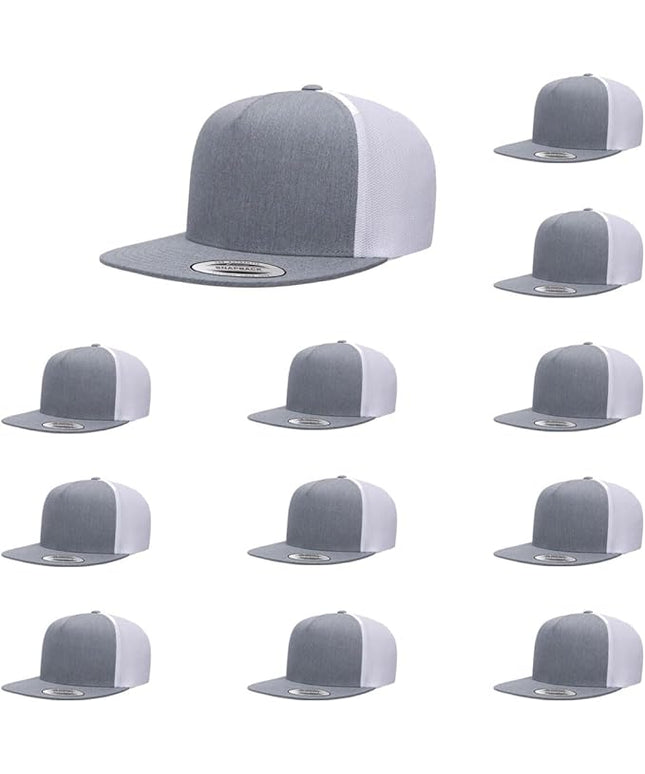 Yupoong 5-Panel YP Classic Trucker Cap | High Profile Flat Visor Snapback | OSFM | Bulk Packs Available