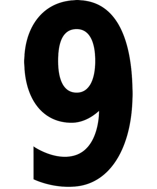 Mighty Line 9 Number Die Cut Location Markers, Large Decal Stickers for Pallet and Machinery Marking, Heavy-Duty, Peel and Stick Adhesive, Industrial Quality, 6"x10", Pack of 10, White