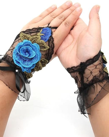 Specell Embroidered Flowers Lace Fingerless Gloves - for Bridal Wedding Cocktail Tea Party Evening Prom Costumes Cosplay