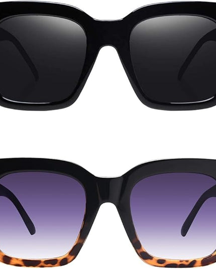 Vintage Women Oversized Sunglasses Designer Luxury Square Sun Glasses UV400 Protection Flat Lens