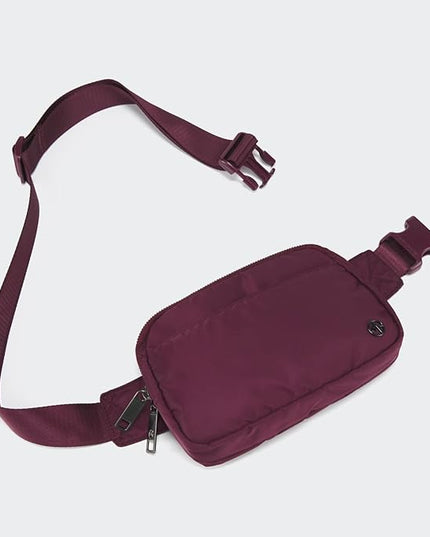 Pander Everywhere Belt Bag for Women, 5 Zipper Pockets Nylon Crossbody Fanny Pack Purse (Red Merlot)
