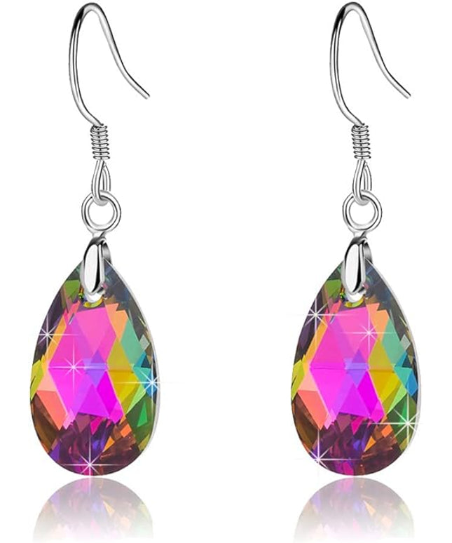 Teardrop Austrian Crystal Drop Dangle Earrings for Women 925 Sterling Silver Hook Hypoallergenic Jewelry