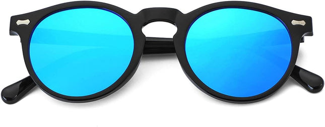 Gleyemor Vintage Polarized Sunglasses for Men Round Sunglasses UV400 Protection Retro Hand-crafted Acetate Frame