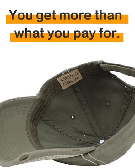 KBETHOS Vintage Washed Distressed Cotton Dad Hat Baseball Cap Adjustable Polo Trucker Unisex Style Headwear