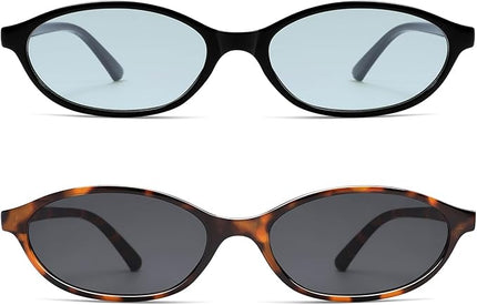 Retro Oval Cat Eye Sunglasses for Women Y2k Trendy Narrow Sunnies Designer Sun Glasses AR82253