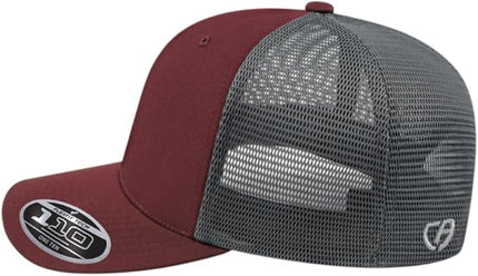 Cap America i8502 Flexfit 110 Premium Mid Profile 6-Panel Mesh Back Trucker Cap Hat w/UV Guard & Adjustable Snapback