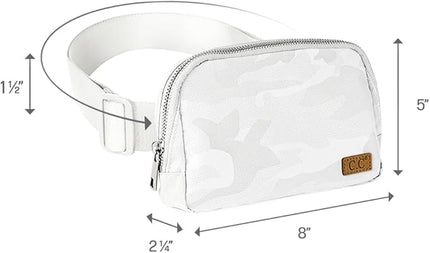 C.C Belt Bag for Women – Quilted Fanny Pack Crossbody Waist Bag with Adjustable Strap, Fashion Gift Idea (Camo white)