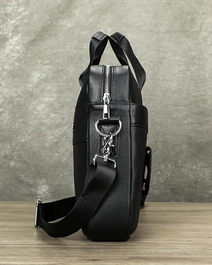 Genuine Leather Business Briefcase Laptop Handbag, Crossbody, Premium Quality, Spacious Design, Versatile Carrying Options