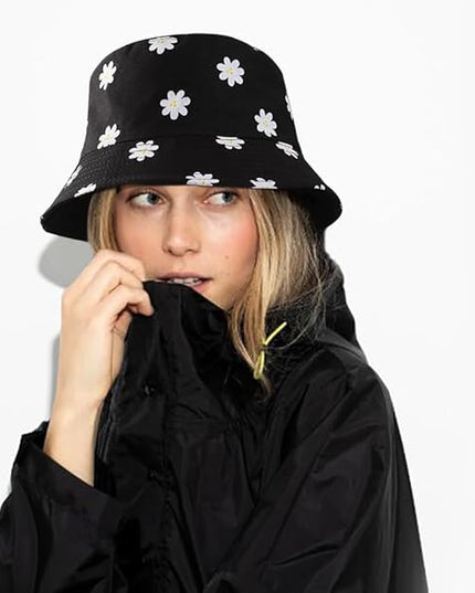 Malaxlx Unisex Bucket Hat Beach Sun Hat Aesthetic Fishing Hat for Men Women Teens, Reversible Double-Side-Wear